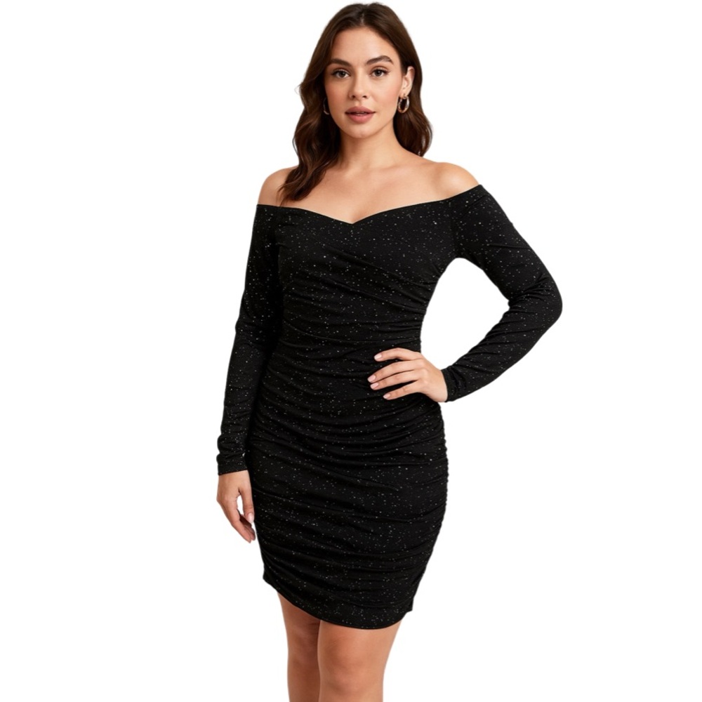 Black Bodycon Off-Shoulder Cocktail Dress